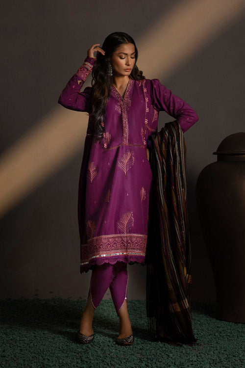 Sapphire- 3 Piece - Embroidered Khaddar Suit