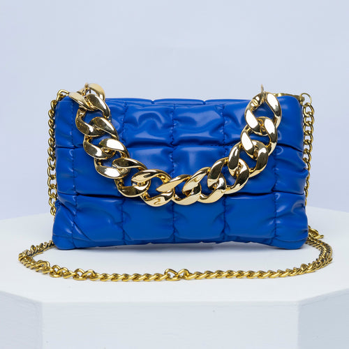 Vybe - Quilted Chain Bag - Blue