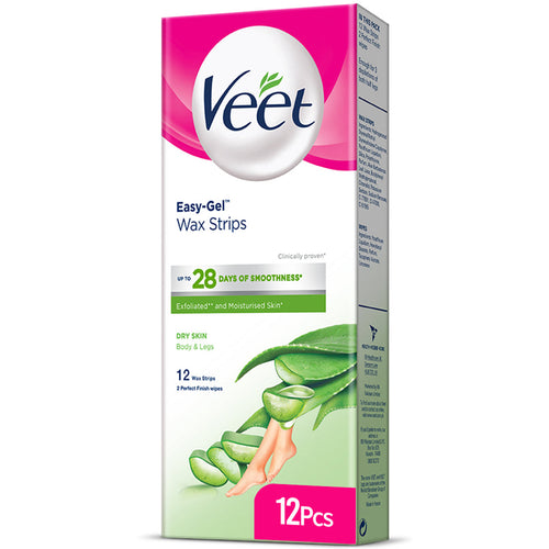 Veet Wax Strips Dry Skin Body & Legs 12 Strips For Hair Removal