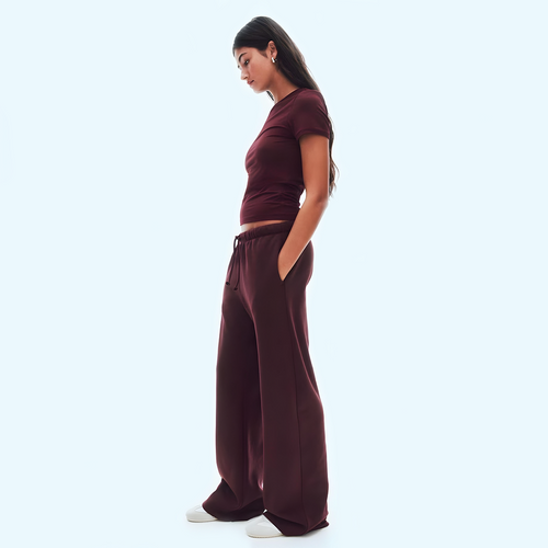 Vybe - Wide Pull-on Trouser | Burgundy