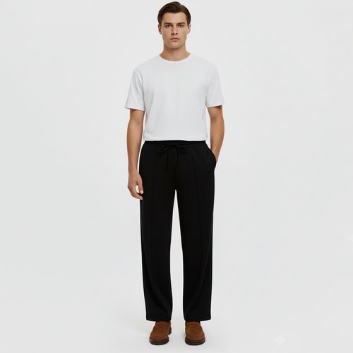 Vybe - Tailored Easy Pleated Trouser - Black