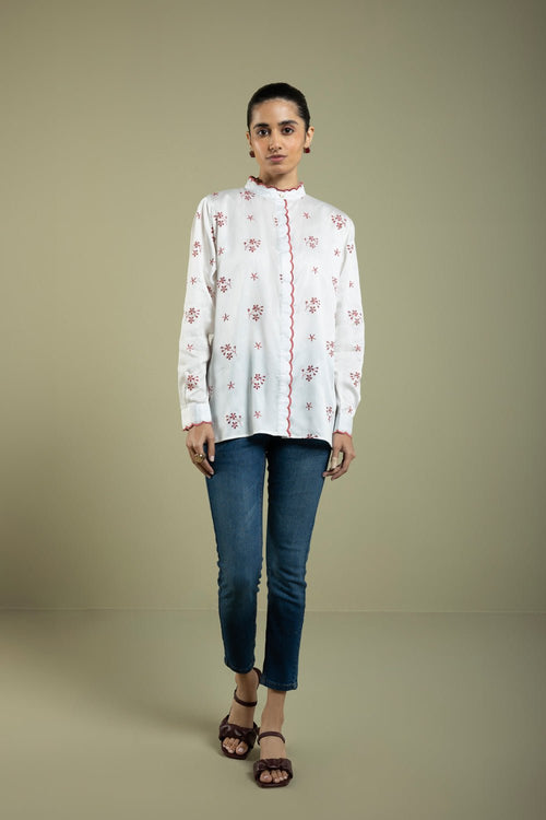 Sapphire - Embroidered Cotton Shirt