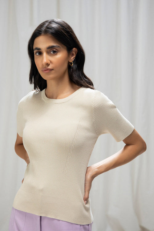 Sapphire- Short Sleeve Knit Top
