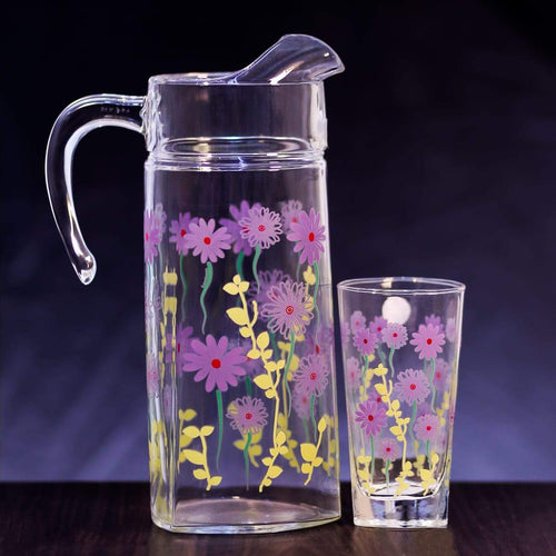 WATER SET 7PC LUMINARC DELTA PURPLE MARGUERITE Q4167