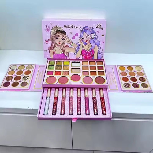 Huda New Style Eye Shadow Lip Gloss Set High-quality Durable Makeup Setting High Pigment Makeup Kit