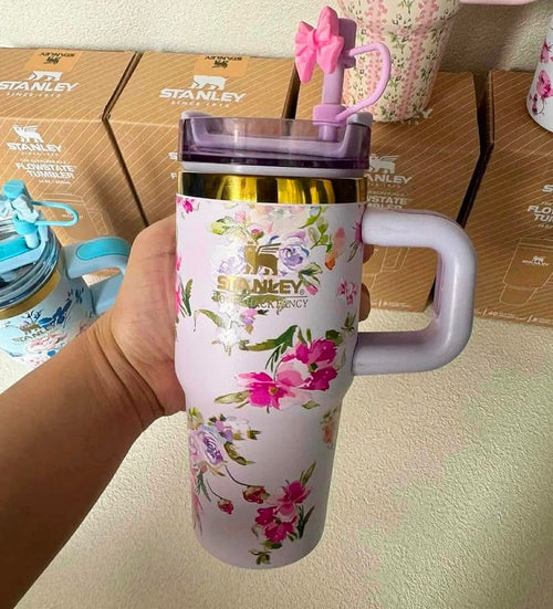 Home.co - Mini Stanley Quencher H2.0 Tumbler 14 Oz - Loveshackfancy Happy Thoughts