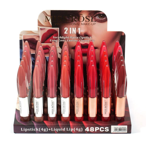 Miss Rose - 2in1 Lipstick And Lipgloss Set 48pcs Box
