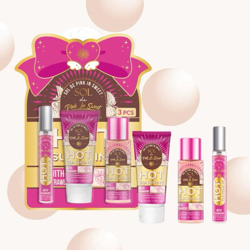 Sol - New 3pcs Fragrance Set - Body Mist - Perfume Lotion - Perfume - Pink
