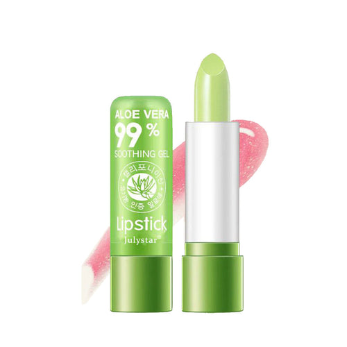 Julystar 1pc Natural Aloe Vera Moisturizing Lip Balm & Long-lasting Waterproof Lipstick 3.4g