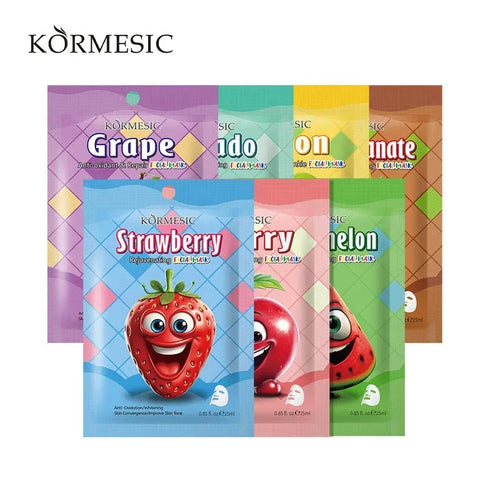 Kormesic Pack Of 7 Beauty Fruit Face Masks Paper Sheet Skin Care Moisturizing Face Mask