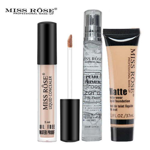 Miss Rose - Concealer , Matte Foundation & Pearl Primer 22ml - 3 Pcs Set-fair