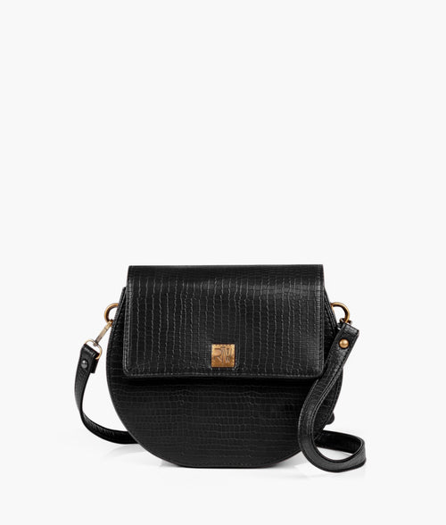 Rtw - Black Crocodile Saddle Bag