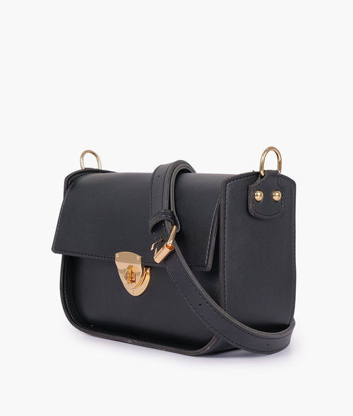 Rtw - Black Saddle Bag With Twist Lock