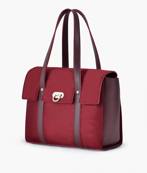 Rtw - Burgundy Suede Carry-all Satchel Bag