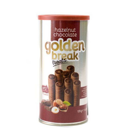 GOLDEN BREAK WAFER TREATS HAZELNUT CHOCOLATE TIN 135 GM