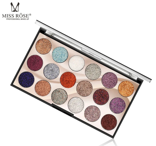 Miss Rose 18 Colors Sequins Glitter Powder High Gloss Pearly Eye Shadow Palette