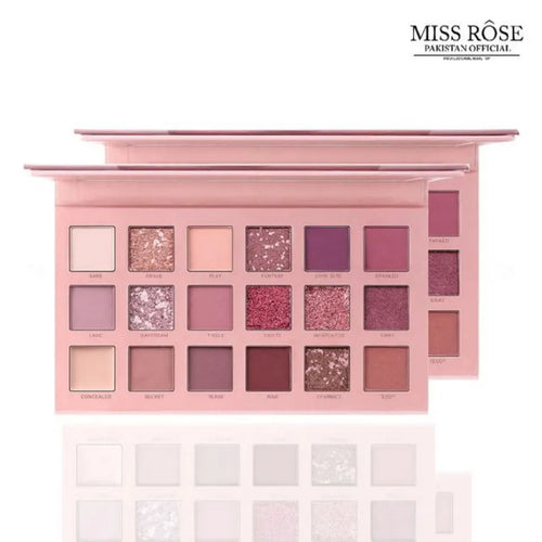Miss Rose Matte Shimmer Pigmented Waterproof 18 Colors Eye Shadow Palette 19.7g