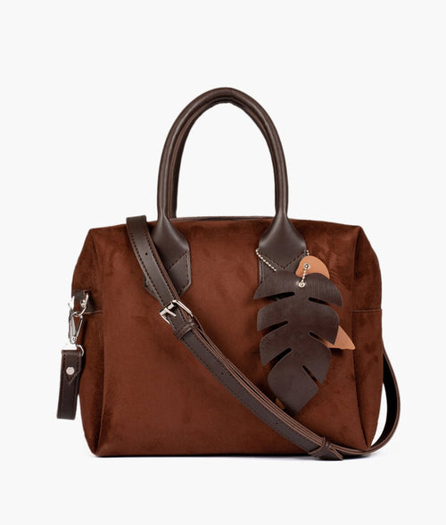 Rtw Dark Brown Suede Mini Bowling Bag