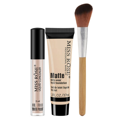 Miss Rose Concealer , Liquid Foundation & Brush - 3 Pcs Set
