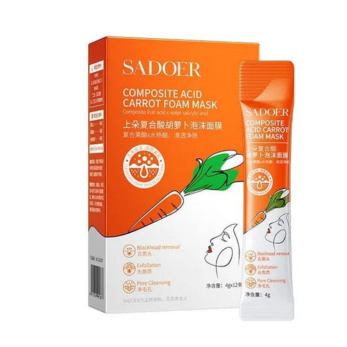Sadoer 12pcs Complex Acid Carrot Foam Blackhead Removing Facial Mask Sd91877