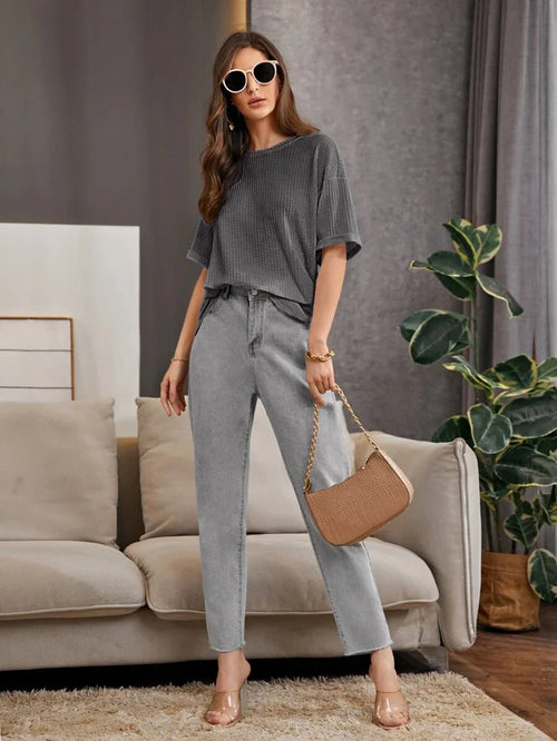 Vybe - Knitted T-shirt Charcoal Grey