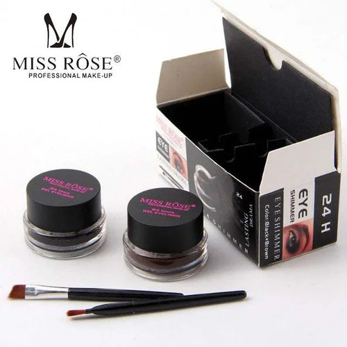 Miss Rose 2 Color Gel Eyeliner Black And Brown 24 Hours Waterproof Set