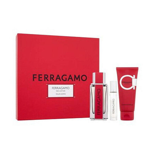 Gift Set - Ferragamo Red Leather 3s Set (edp 100ml+ Edp 10ml+ Shampo& S/g 100ml)