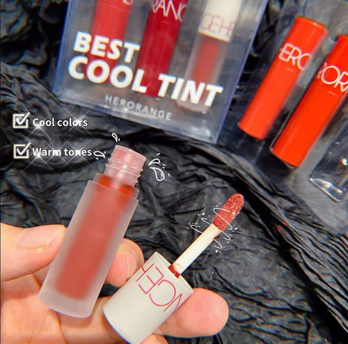 Herorange 3pcs Lip Glaze Set Mini Box Velvet Matte Waterproof Smooth Moisturizer Liquid Lipstick Cup Non-stick Cosmetic Lipstick