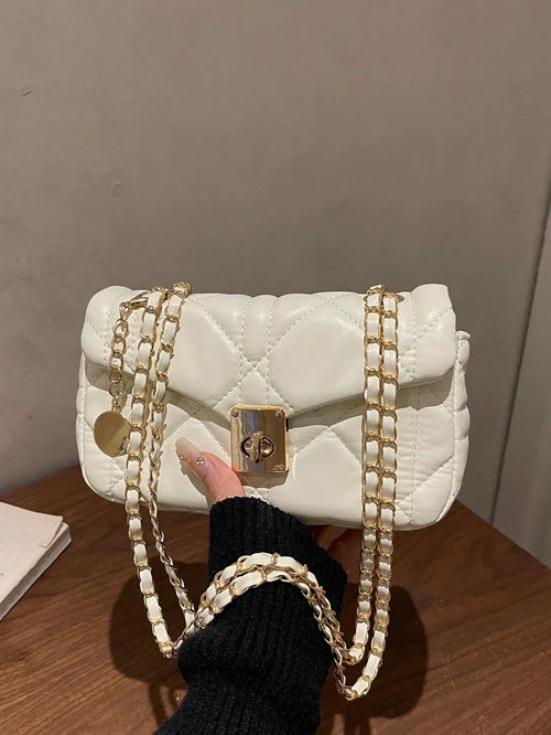 Shein - 2026 Luxury Rhombus Textured Solid Color Pu Leather Women's Shoulder Bag