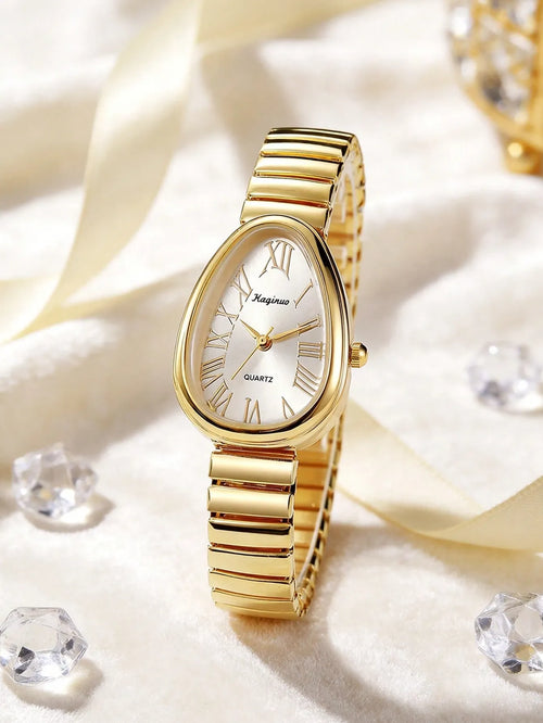 Shein - 1pc Unique Elegant Prominent Snake Head Dial Women's Watch, High-quality Gold-silver Alloy