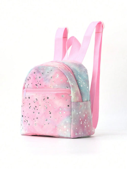 Shein - 1 Pc Style Girls Mini Cute Stars Moon Printed Soft Backpack