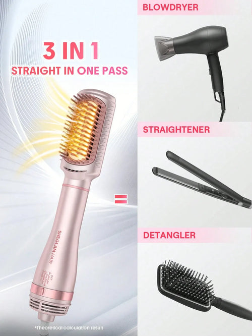 Shein Sheglam - Hair Blowout Bliss Hot Air Straightening Brush,3-in-1 Hair Dryer Brush & Hot Air Styling Brush