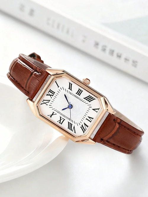 Shein - 1pc Quartz Small Watch With Square Roman Numerals Dial