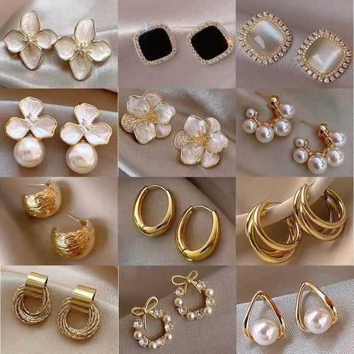 Shein - 14pcs Luxury Pearl Earrings Set