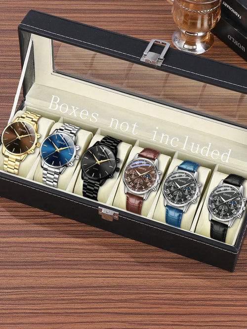 Shein - 6pcs/set Men's Watch Set, Fashionable Business Quartz Watch Set