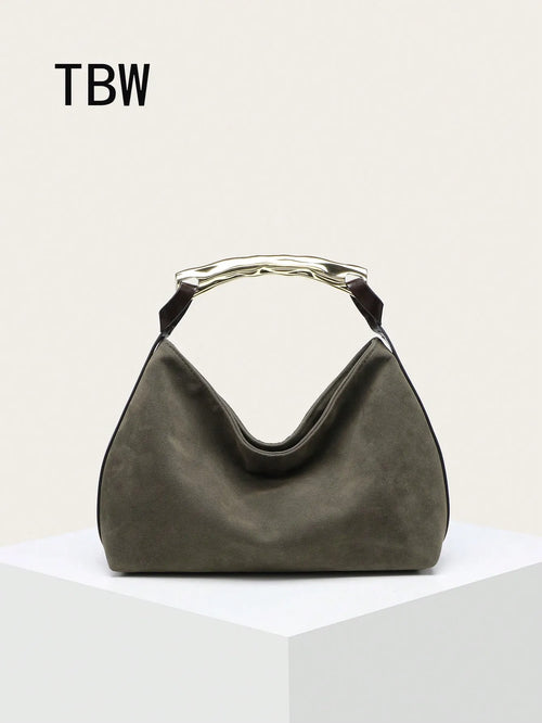 Shein - 1pc Women's Premium Suede Green Handbag