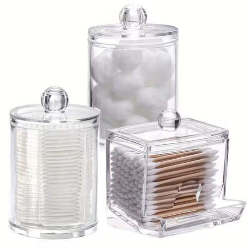 Home.co - 3pcs Acrylic Storage Set For Cotton Buds And Pads