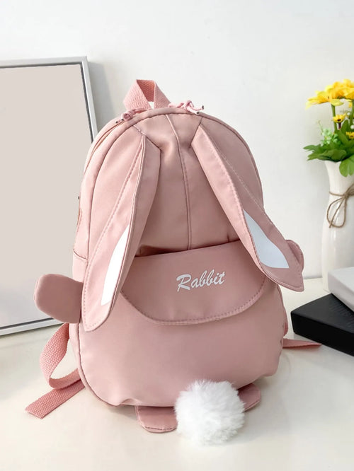 Shein - Girls Letter Embroidery Rabbit Design Functional Backpack