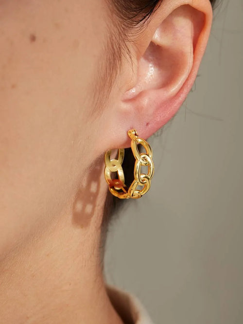Shein - Chain Design Hoop Earrings