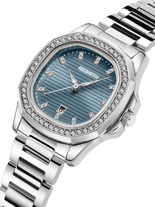Shein - 1pc Women's Elegant Stainless Steel Strap Quartz Watch