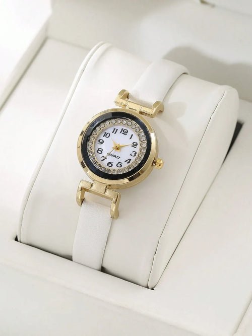 Shein - 1pc Vintage Style Women's Watch, High-quality Student Petite Dial Quartz Watch - White