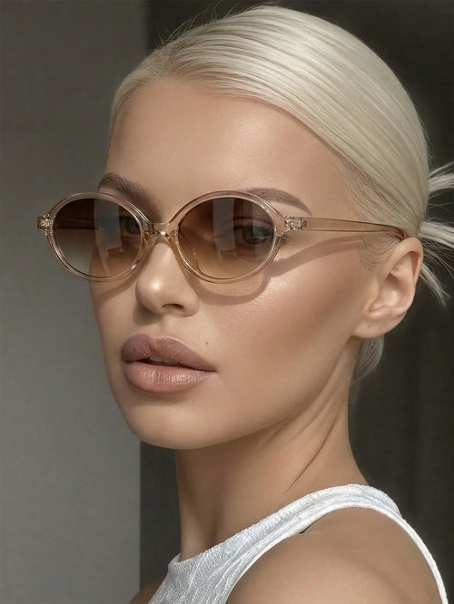 Shein - 1 Pair Women S Retro Oval Pc Frame Fashion Glasses