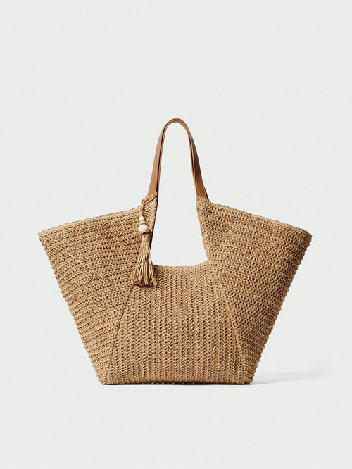 Shein - Shecarry Women's Bohemian Style Large Capacity Woven Tote Bag