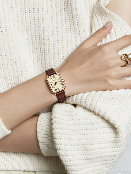 Shein - 1pc Minimalist Vintage Aesthetic Square Dial Watch