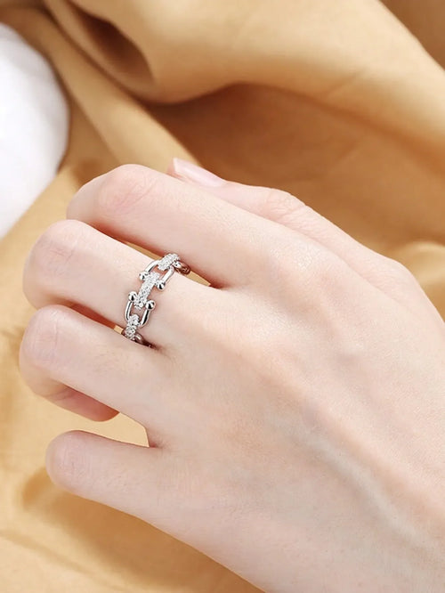 Shein - 1pc Stainless Steel Fashionable Horseshoe Shaped Ring - Silver