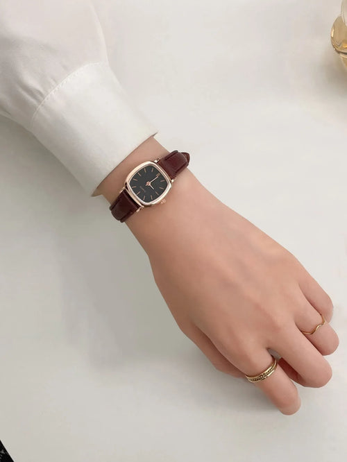 Shein - 1pc Women's Classic Minimalist Square Dial Steel Band Quartz Wrist Watch, Stylish & Elegant