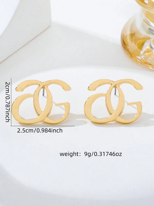 Shein - Gold Ag Letter Earrings
