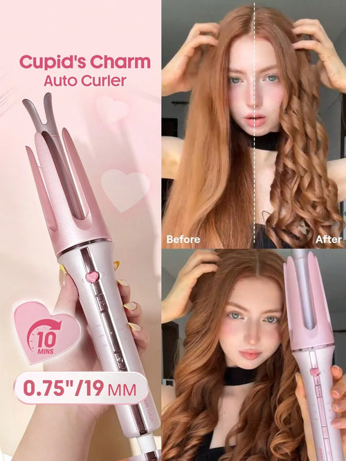Shein Sheglam - Hair Cupid's Charm One-touch Instant Curler,pink Automatic Curling Iron 19mm Eu Plug