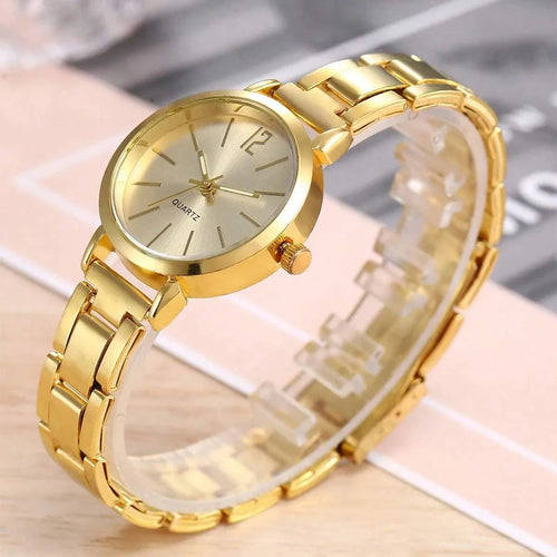 Shein - 1pc Roman Graduated Steel Strap Women's Watch - Gold