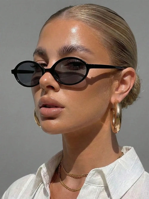 Shein - 1 Pair Women S Leopard Print Oval Pc Frame Vintage Fashion Runway Chic Small Frame Fashion Glasses